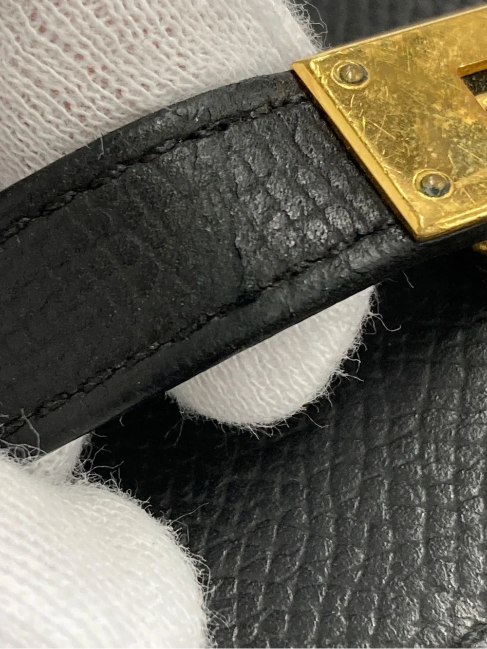 Hermes Black Leather Kelly Cut Clutch with Gold Hardware